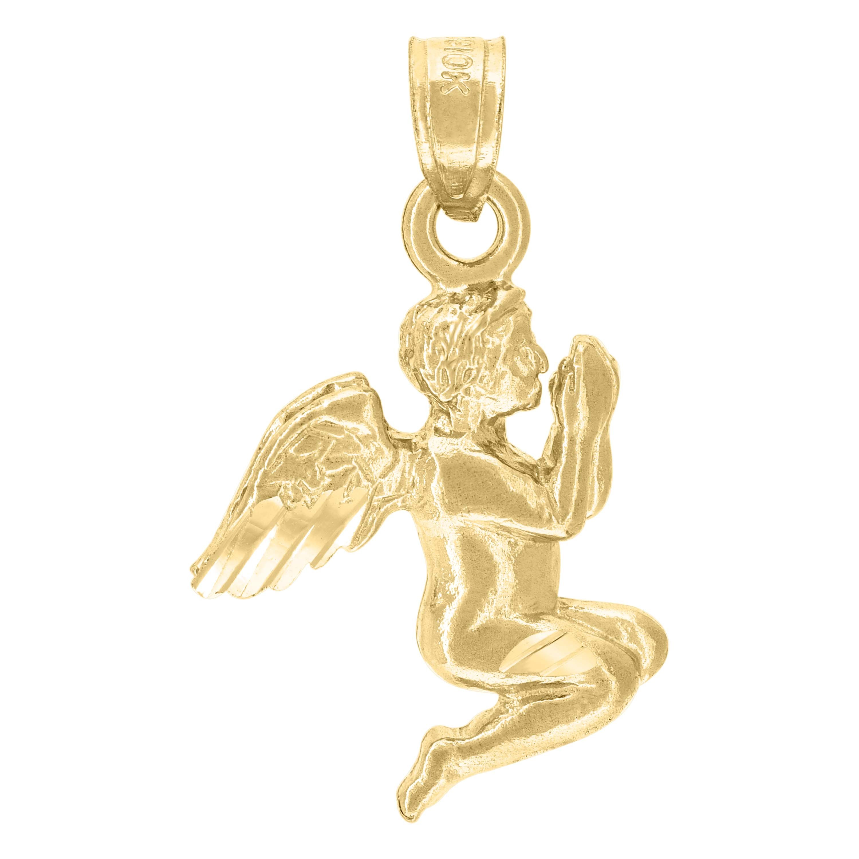 10kt 10k Yellow Gold Unisex Praying Angel Religious Charm Pendant
